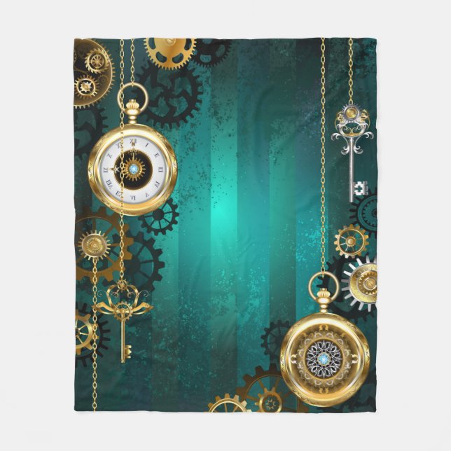 Couverture Polaire Veille bijoux Steampunk sur un Arrière - plan vert (Devant)