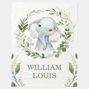 Couverture Polaire Verdure douce Feuille Jungle Elephant Baby Nursery