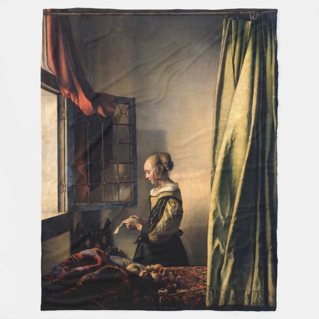 Couverture Polaire Vermeer - Fille lisant une lettre à une fenêtre ou (Devant)