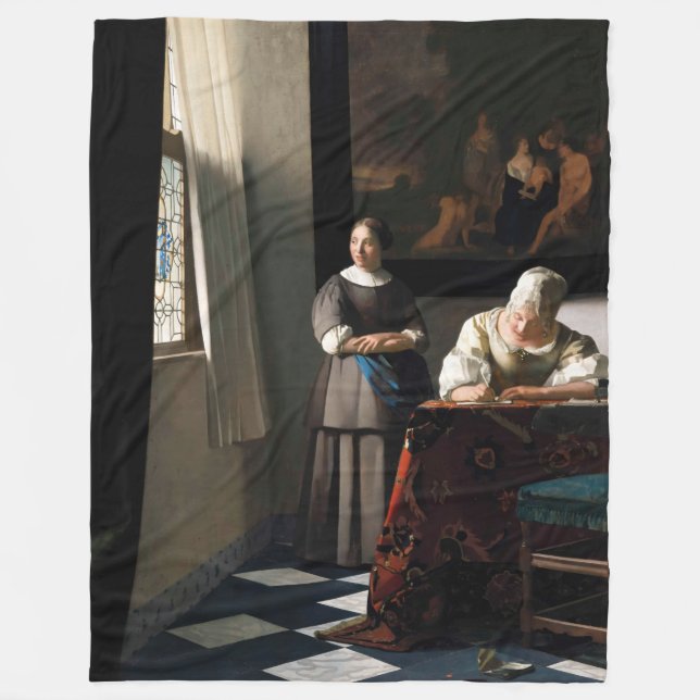Couverture Polaire Vermeer - Lady Écrire une lettre avec sa bonne (Devant)
