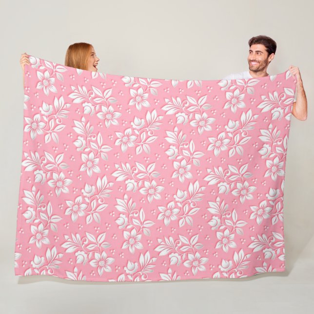 Couverture Polaire Verre blanc rose floral moderne (En situation)