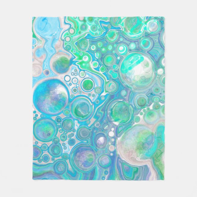Couverture Polaire Verre de mer Bleu et Marbre vert Fluide Art (Devant)