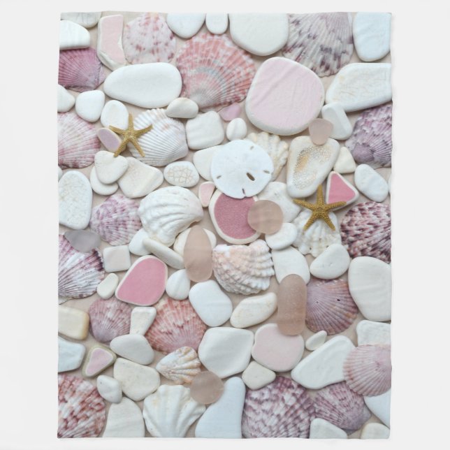 Couverture Polaire Verre de mer, pastel en verre de coquille de rose (Devant)