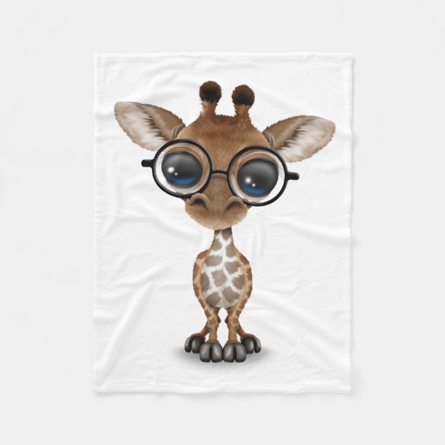 Couverture Polaire Verres de port de girafe curieuse mignonne de bébé (Devant)