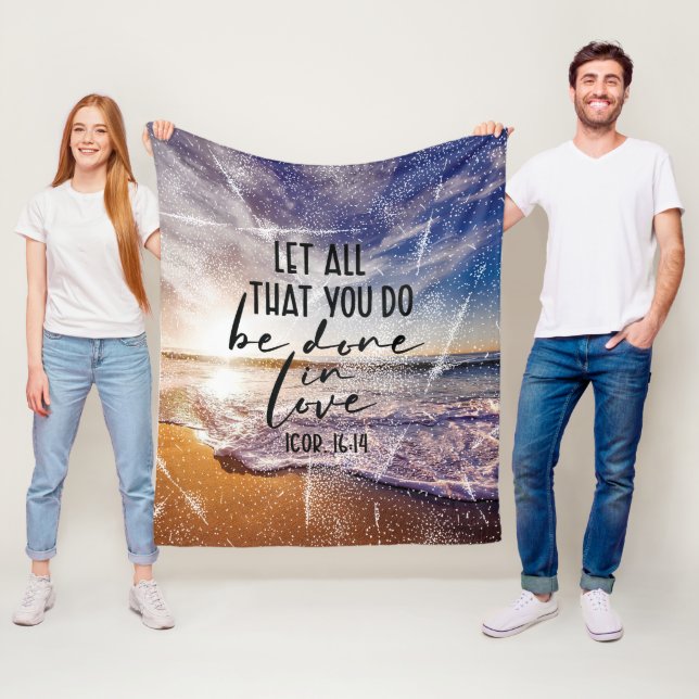 Couverture Polaire Verset Bible polaire Blanche (En situation)