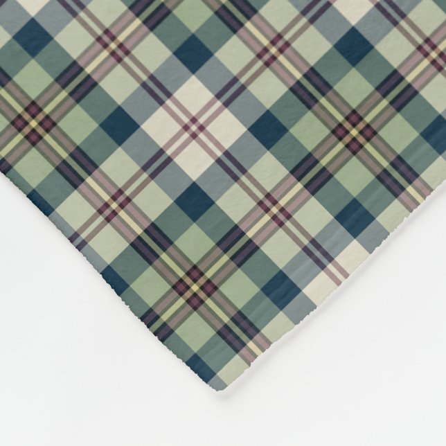 Couverture Polaire Vert, bleu marine et plaid de crème (Coin)