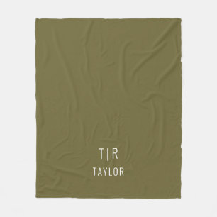 Couverture Polaire Vert et blanc moderne monogramme élégant