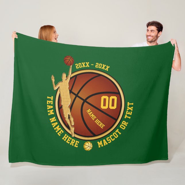 Couverture Polaire Vert et cadeaux supérieurs de nuit de basket-ball (En situation)