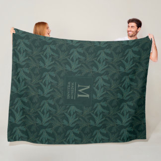 Couverture Polaire Vert foncé de la forêt Motif de feuille sans coutu
