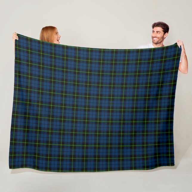 Couverture Polaire vert foncé vert vert vert plaid noir rayé tartan (En situation)