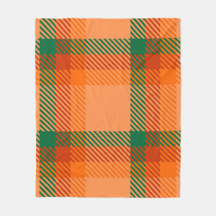 Couverture Polaire Vert, rouge, orange et beige Tartan Plaid écossais