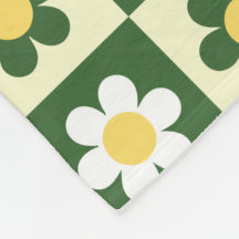 Vert sauge rétro et damier de marguerites crème 