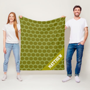 Couverture Polaire Vert sur vert Nom personnalisé Pois