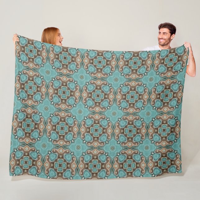 Couverture Polaire Vert Turquoise Brown Hip Bohemian Bali Art Motif (En situation)