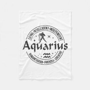 Couverture Polaire Vertus Aquarius Style Vintage Design Zodiac, Aqua