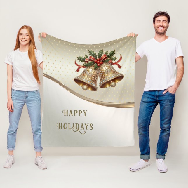 Couverture Polaire Vêtements de Noël Or Vacances Blanche polaire (En situation)