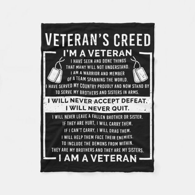 Couverture Polaire Veteran's Creed Patriot War Usa Oath Grandpa  (Devant)