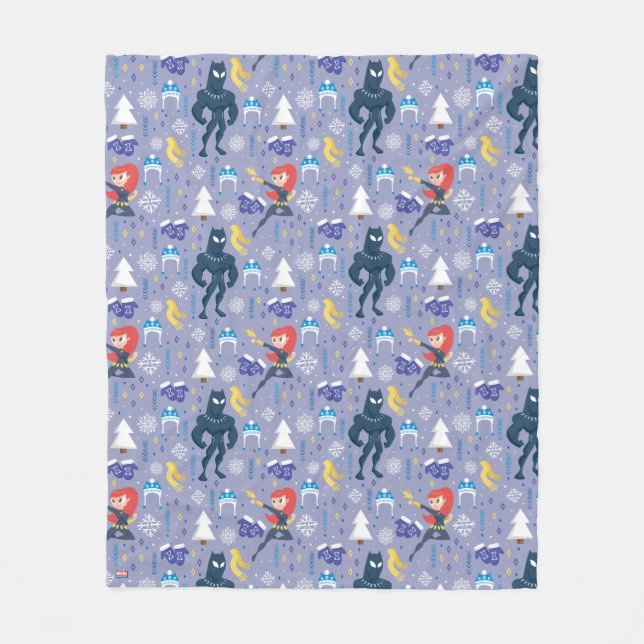 Couverture Polaire Veuve noire & motif hivernal de Black Panther (Devant)