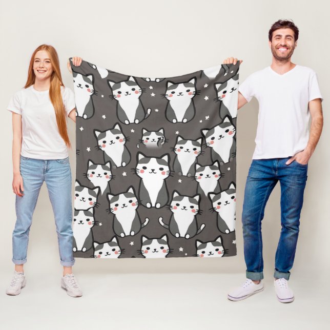Couverture Polaire Vibes de chat mignonnes (En situation)