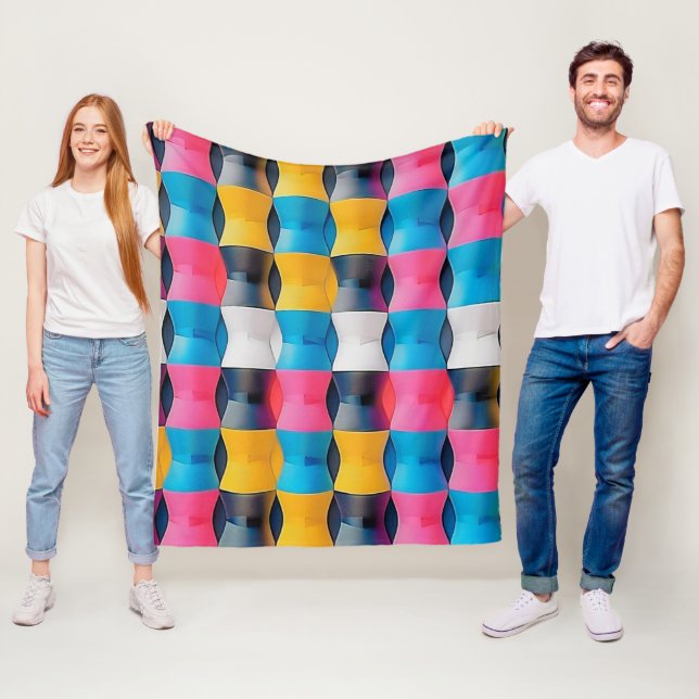 Couverture Polaire Vibrant 3D Hourglass Geometric Pattern (En situation)