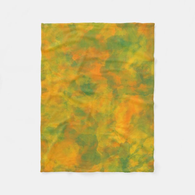 Couverture Polaire Vibrant orange et vert marbré (Devant)
