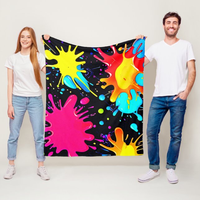 Couverture Polaire Vibrant Paint Splatter Artwork Burst (En situation)
