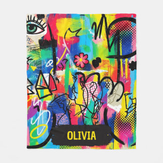 Couverture Polaire Vibrant Pop Art Graffiti Abstract Personalized