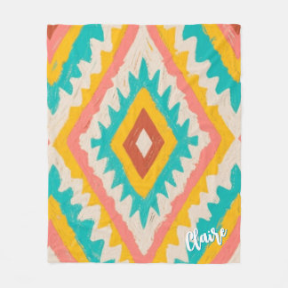 Couverture Polaire Vibrant Tribe, Bold Geometric Boho Pattern