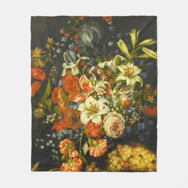 Couverture Polaire Vie morte avec fleurs et fruits (Devant)