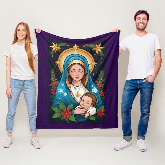 Couverture Polaire Vierge catholique chrétienne Marie Noël (En situation)