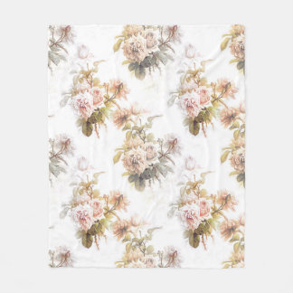 Couverture Polaire Vieux bouquet rose rose motif