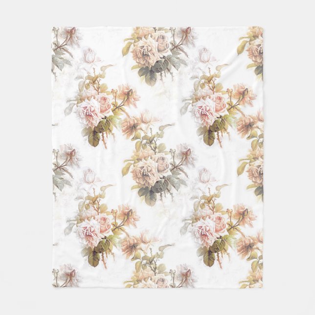 Couverture Polaire Vieux bouquet rose rose motif (Devant)