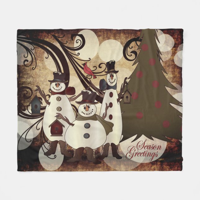 Couverture Polaire Vieux mode Abstraits Snowmen | Salutations de sais (Devant (Horizontal))