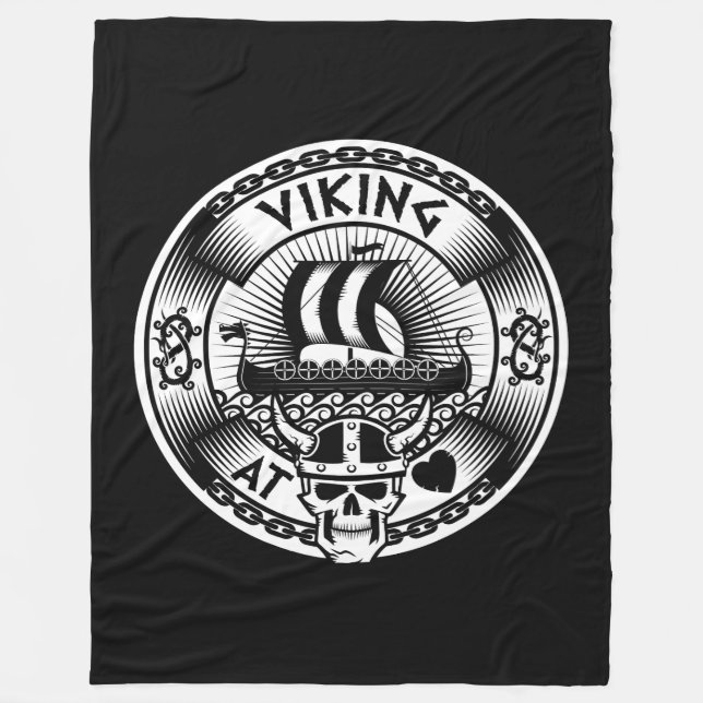 Couverture Polaire Viking au coeur (Devant)