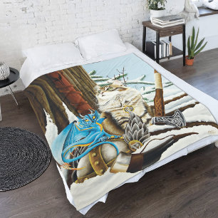 Couverture Polaire Viking Cat Blue Dragon