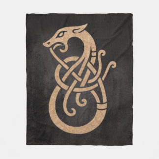 Couverture Polaire Viking Dragon Knot - Ancien Norse Symbole sur Noir