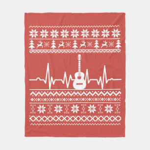 Couverture Polaire Vilain joyeux pull de Noël guitare acoustique