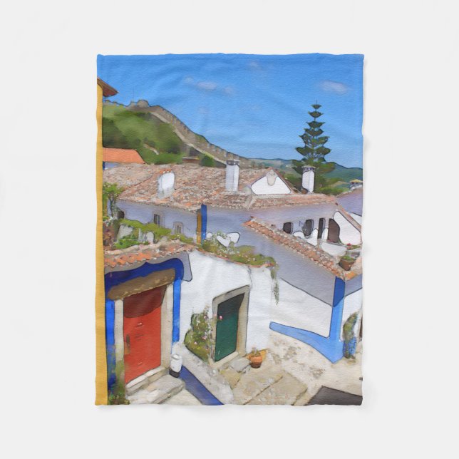 Couverture Polaire Village Watercolor (Devant)