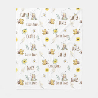 COUVERTURE POLAIRE VIN CLASSIQUE OURS NOM DE BÉBÉ KEEPSAKE BLANKET
