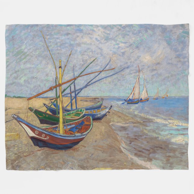 Couverture Polaire Vincent van Gogh - Bateaux de pêche sur la plage (Devant (Horizontal))