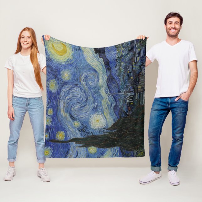 Couverture Polaire Vincent Van Gogh Chef-d'oeuvre de nuit Starry (En situation)