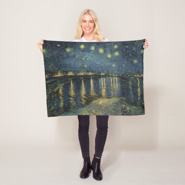 Couverture Polaire Vincent van Gogh | Nuit étoilée sur le Rhône (En situation)