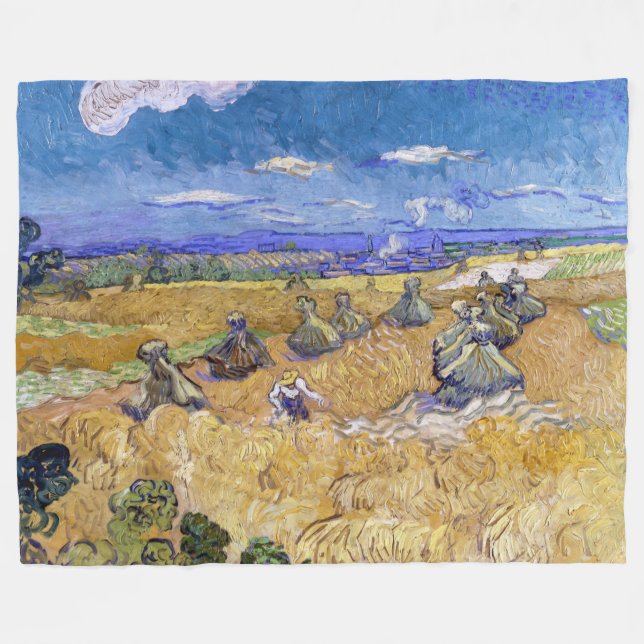 Couverture Polaire Vincent van Gogh - Pile de blé avec les lecteurs (Devant (Horizontal))