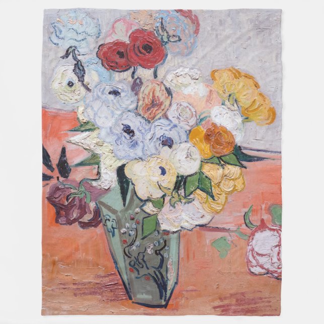 Couverture Polaire Vincent van Gogh - Vase avec Roses et anémones (Devant)