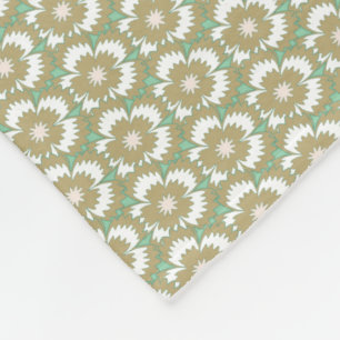 Couverture Polaire Vintage beige et vert fleuri Dianthus Barbatus