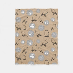 Couverture Polaire Vintage Birds & Nid Rustic Kraft Brown