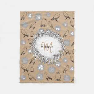 Couverture Polaire Vintage Birds & Nid Rustic Kraft Brown