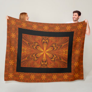 Couverture Polaire Vintage Bohème foncé Or Star Fleur Floral