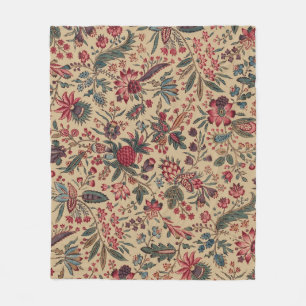 Couverture Polaire Vintage Broderie Antique Florale Ameublement