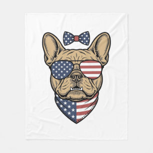 Couverture Polaire Vintage Bulldog français patriotique Art vectoriel